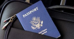 Passport in travel bag